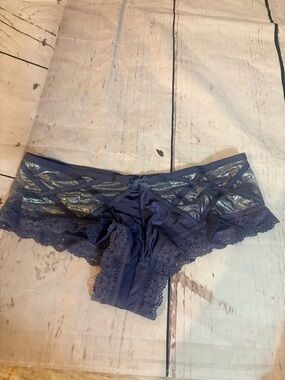 Victoria's Secret Navy Blue Lace cheeky with Shimmer and lace trim